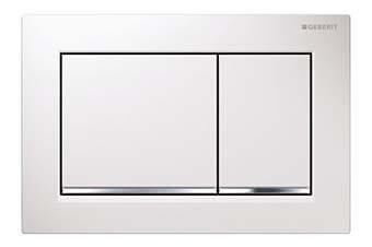 Geberit 115.080.KJ.1 Omega30 Flush Plate White frame with polished chrome accent and white button