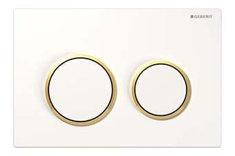 Geberit 115.085.KK.1 Omega20 Flush Plate White frame with polished gold ring and white button
