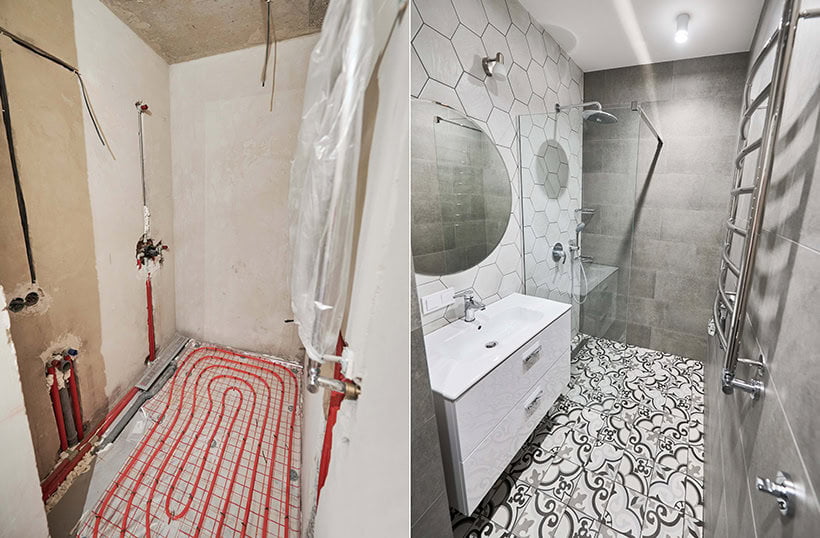 Heated Bathroom Floor (Before and After)
