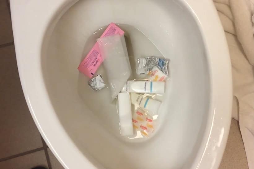 Do Not Throw Items Other Than Waste and Toilet Paper into the Toilet Bowl